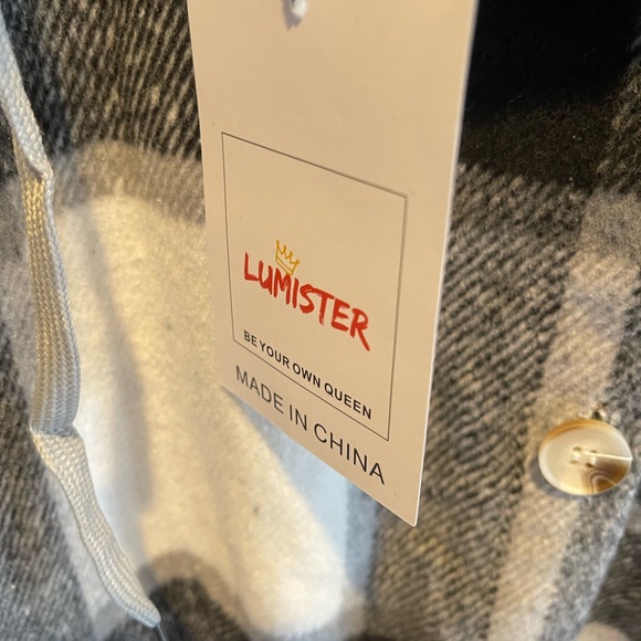 Lumister Women's Oversized Flannel Plaid Button Down Shirts Long Sleeve Hoodie - Picture 2 of 5